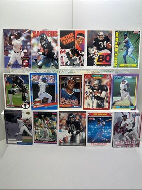 Deion Sanders/Bo Jackson 2-sport athlete lot of 15 w/ Brian Jordan